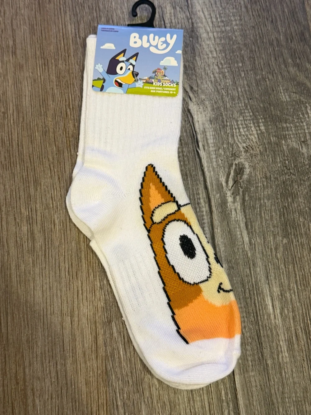 Kids White Socks with Orange Cartoon Fox Face